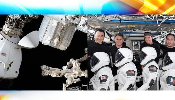 Four astronauts are transported to ISS