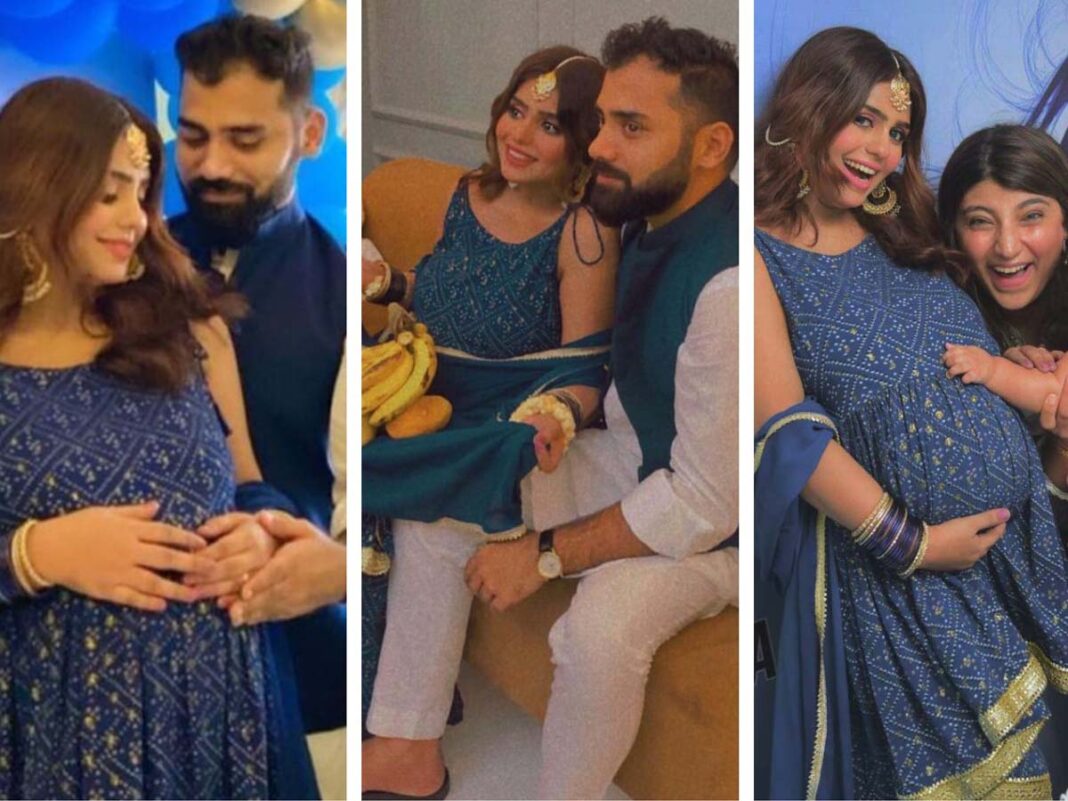 Anumta Qureshi unveils the first images from her upcoming film 'Godh Bharai,' in which she flaunts her pregnant bump in a blue gown-Social Pakora