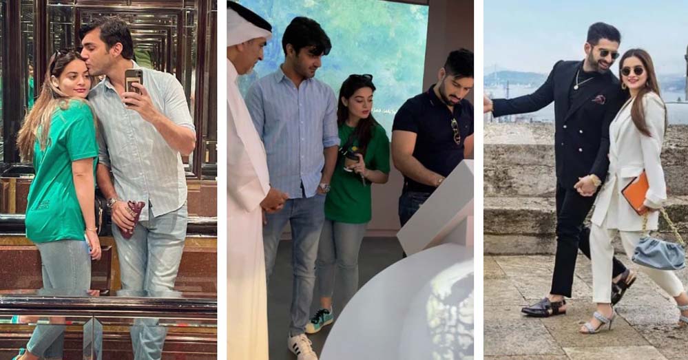 Sheikhs of Qatar have been spotted with Aiman Khan and Muneeb Butt.-Social Pakora